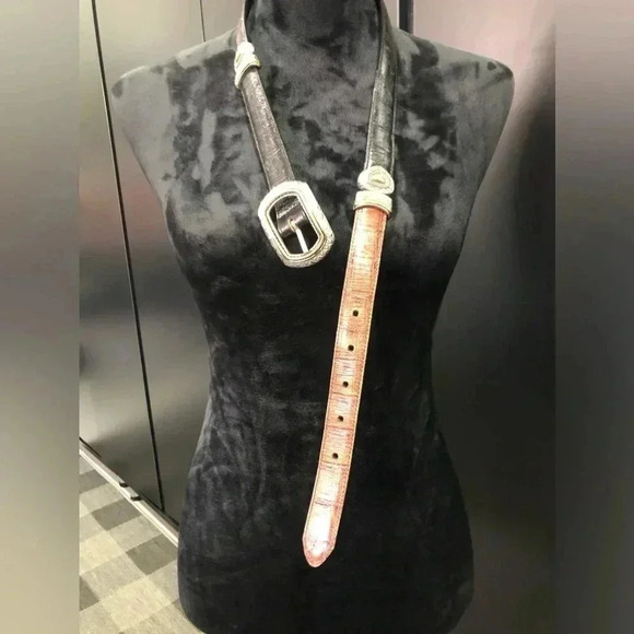 Brighton #40210 Marcus Two-Tone Black And Brown Belt Gold/Silver Hardware - 32 - Picture 1 of 6